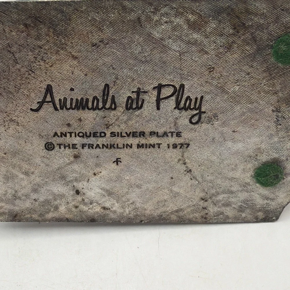 Franklin Mint Animals At Play Napkin Ring Silver Plate Lion Cubs Vintage 1977